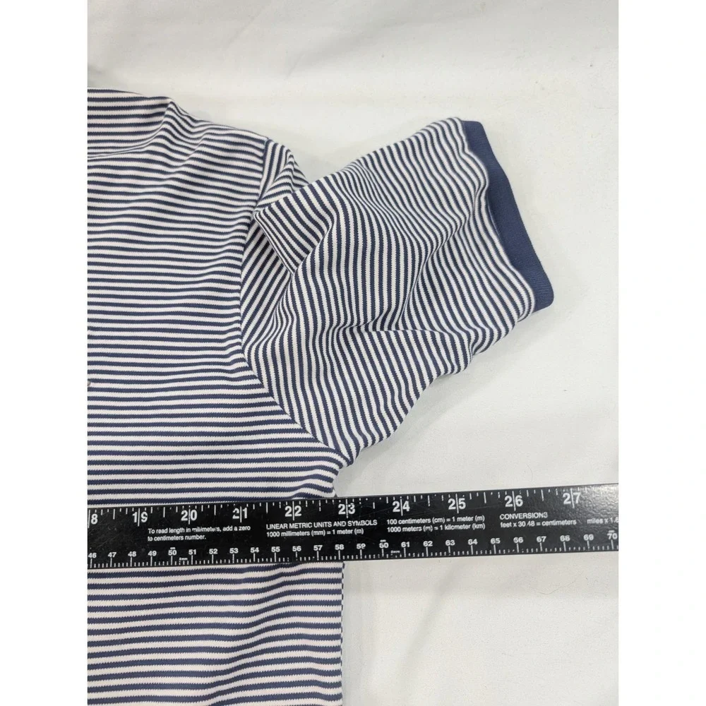 Polo Ralph Lauren Polo Shirt Mens Large Blue Stripe Golf Crest Embroidered Logo